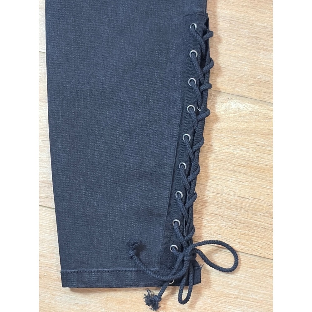 For The Republic Denim Black Lace Up Ankle Skinny Jeans Size 6/27 (29) Edgy - Picture 7 of 7